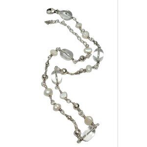 Silpada Sterling Silver 925 Beaded Rock Crystal Necklace Choker, 17” Long